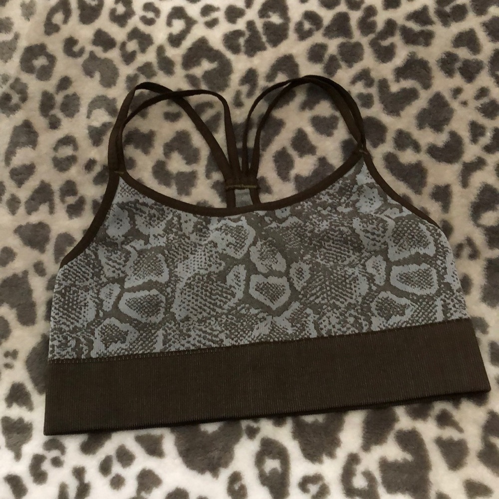 NWOT Bombshell Sportswear Snakeskin Print Sports Bra in Brown Size XS